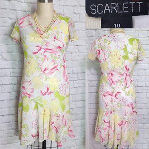 y2K Bias Cut Slip Dress Floral wedding guest Dress white pink green